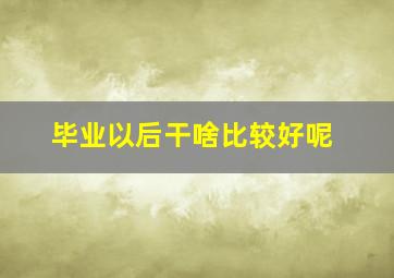 毕业以后干啥比较好呢