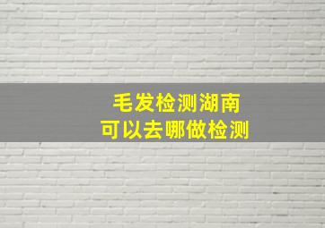 毛发检测湖南可以去哪做检测