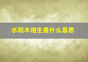 水和木相生是什么意思