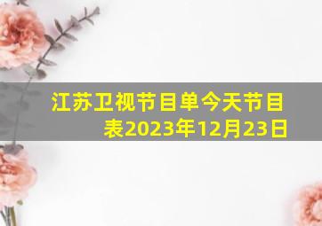 江苏卫视节目单今天节目表2023年12月23日