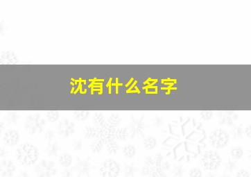 沈有什么名字