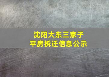 沈阳大东三家子平房拆迁信息公示