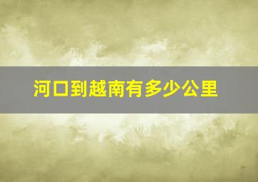 河口到越南有多少公里