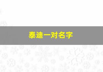 泰迪一对名字