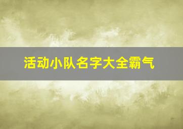 活动小队名字大全霸气