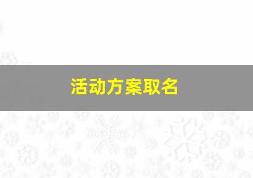 活动方案取名