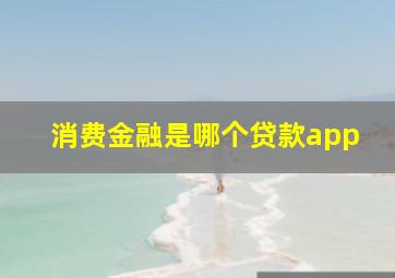 消费金融是哪个贷款app