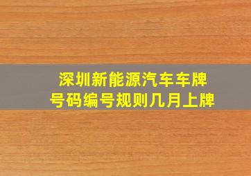 深圳新能源汽车车牌号码编号规则几月上牌