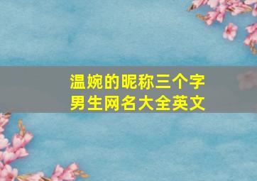 温婉的昵称三个字男生网名大全英文