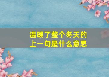 温暖了整个冬天的上一句是什么意思