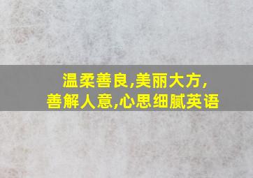 温柔善良,美丽大方,善解人意,心思细腻英语