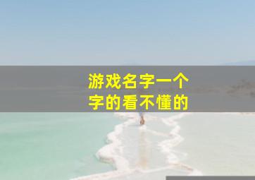 游戏名字一个字的看不懂的