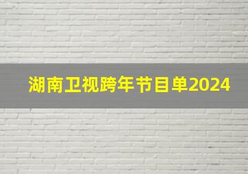 湖南卫视跨年节目单2024