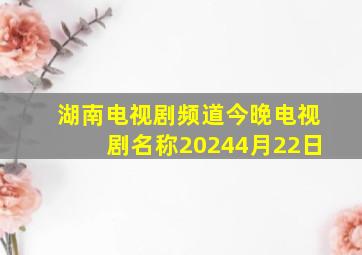 湖南电视剧频道今晚电视剧名称20244月22日