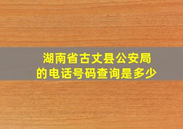 湖南省古丈县公安局的电话号码查询是多少