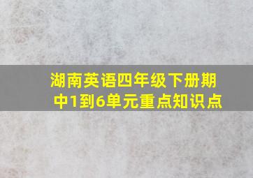 湖南英语四年级下册期中1到6单元重点知识点