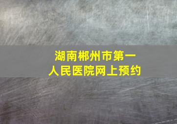 湖南郴州市第一人民医院网上预约