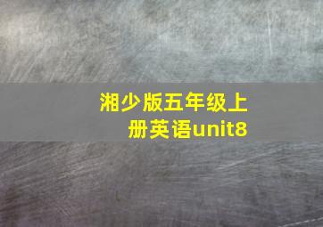 湘少版五年级上册英语unit8