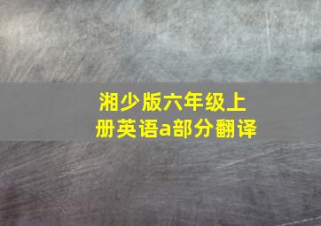 湘少版六年级上册英语a部分翻译