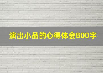 演出小品的心得体会800字