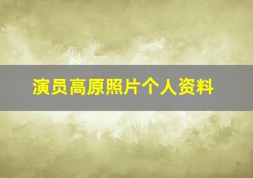 演员高原照片个人资料