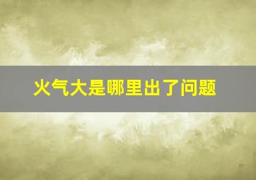 火气大是哪里出了问题