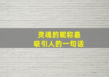 灵魂的昵称最吸引人的一句话