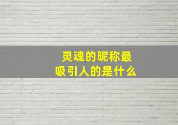 灵魂的昵称最吸引人的是什么