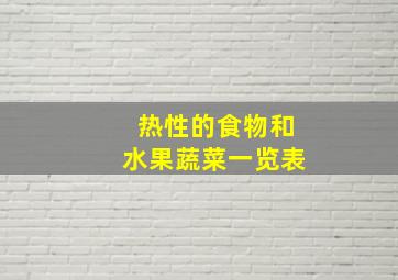 热性的食物和水果蔬菜一览表