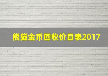 熊猫金币回收价目表2017