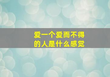 爱一个爱而不得的人是什么感觉