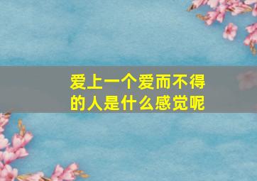 爱上一个爱而不得的人是什么感觉呢