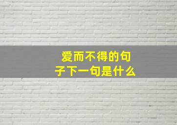 爱而不得的句子下一句是什么