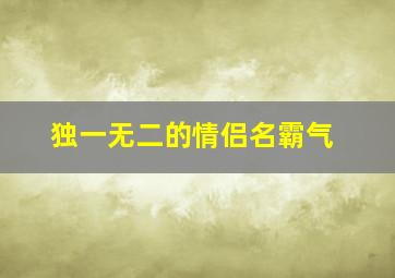 独一无二的情侣名霸气