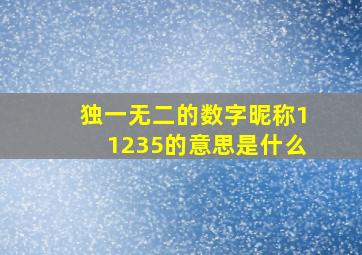 独一无二的数字昵称11235的意思是什么