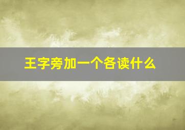 王字旁加一个各读什么