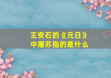 王安石的《元日》中屠苏指的是什么