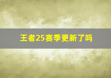 王者25赛季更新了吗