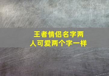 王者情侣名字两人可爱两个字一样