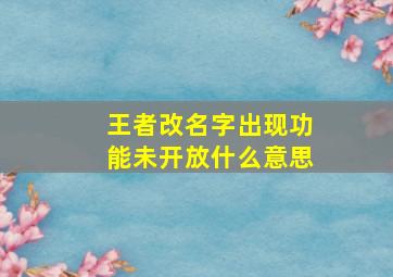 王者改名字出现功能未开放什么意思