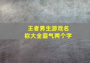 王者男生游戏名称大全霸气两个字