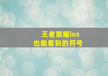 王者荣耀ios也能看到的符号