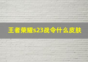 王者荣耀s23战令什么皮肤