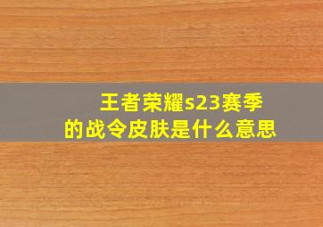 王者荣耀s23赛季的战令皮肤是什么意思