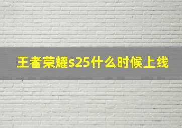 王者荣耀s25什么时候上线