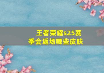 王者荣耀s25赛季会返场哪些皮肤