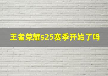 王者荣耀s25赛季开始了吗