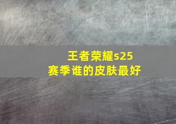 王者荣耀s25赛季谁的皮肤最好