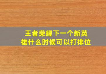 王者荣耀下一个新英雄什么时候可以打排位