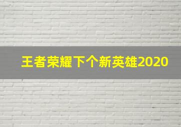 王者荣耀下个新英雄2020